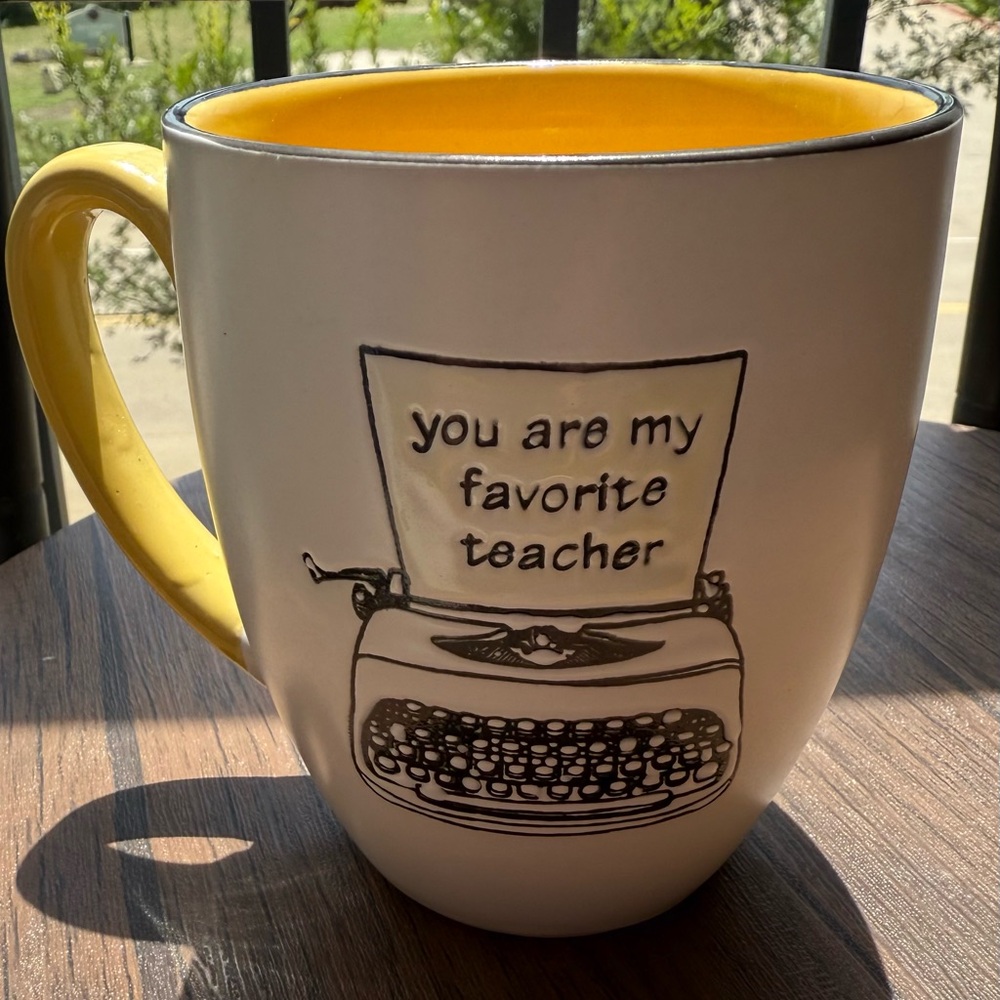 Yellow and White Teacher Mug
